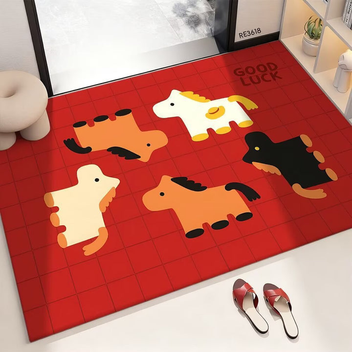 Festive Cartoon-Themed Decorative Area Mat