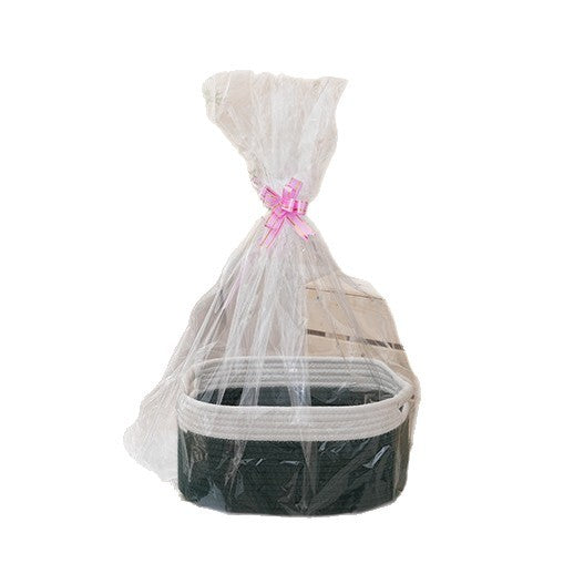 Natural storage basket with ribbons Kalsten
