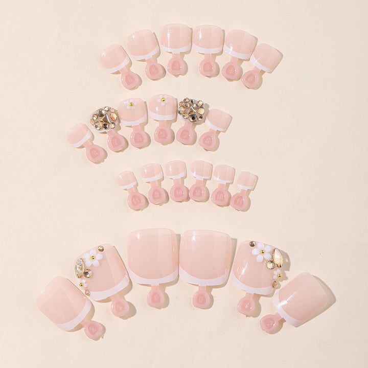 Acrylic nail set with elegant 3D flowers and glitter accents Kalsten
