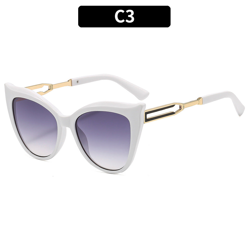 Fashionable Cat-Eye Sunglasses with Decorative Metal Accents