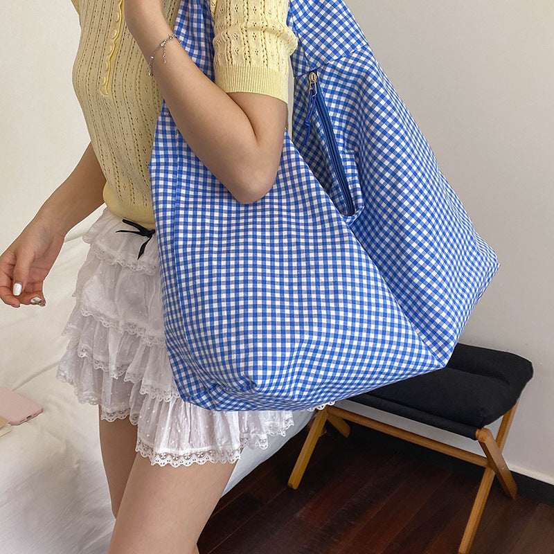 WoGingham Print Slouchy Shoulder Bag Kalsten