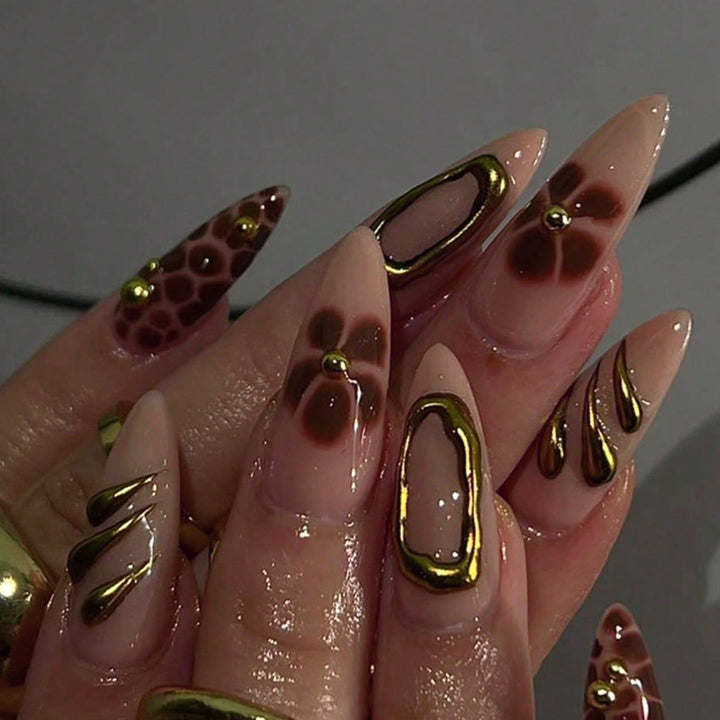 Acrylic Nail Set with Elegant Bows and Glamorous Accent Kalsten
