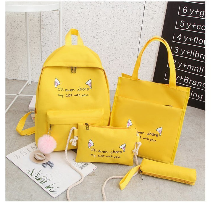Fun-Themed Cat Print Backpack Set Kalsten