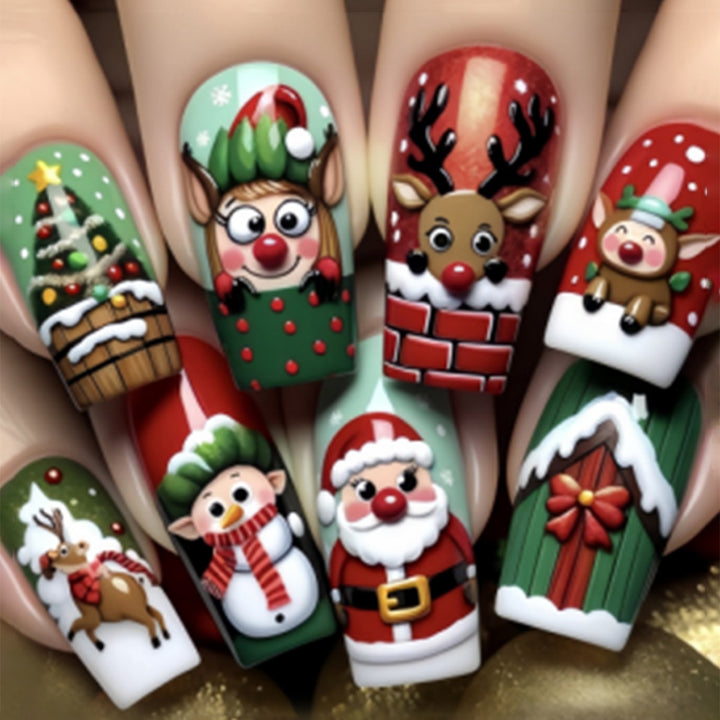 Christmas art nail set with cute Christmas designs Kalsten