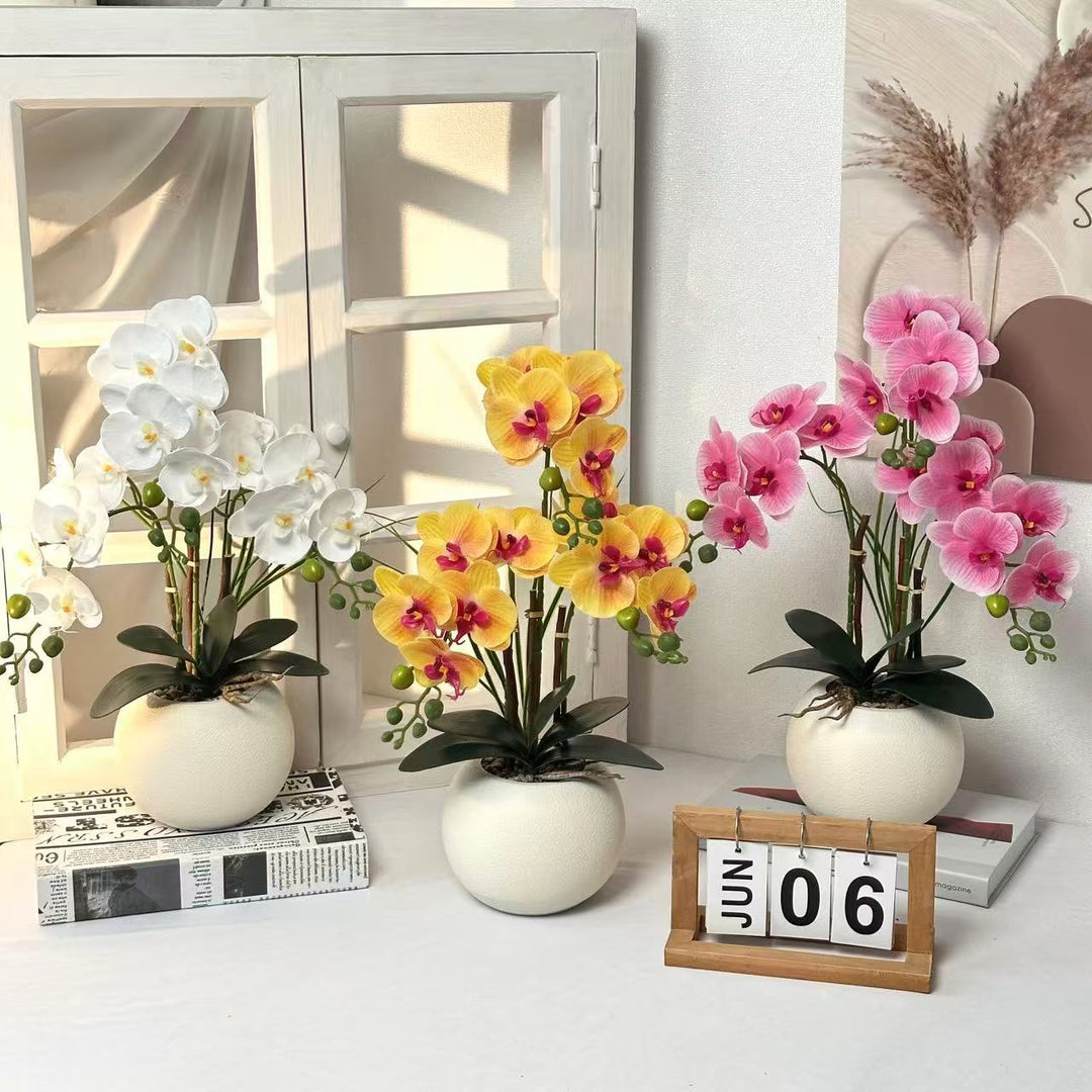Elegant Artificial Orchid Plant Arrangement for Home Decor