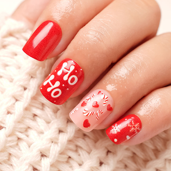 Artificial Nails with Festive Christmas Design Kalsten