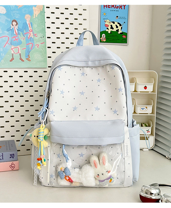 Children's Whimsical Star-Themed Transparent School Backpack
