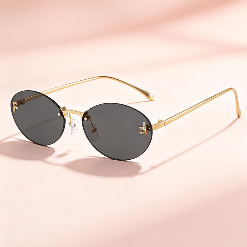 Sleek Metal Oval Sunglasses Kalsten