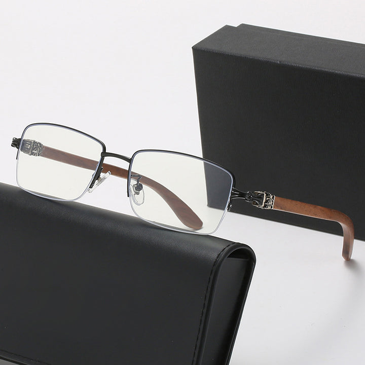Ladies fashionable glasses with rectangular frame and high-quality wood details Kalsten