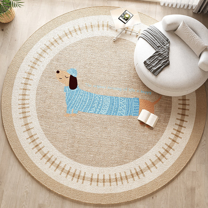 Round Dog-Themed Area Rug