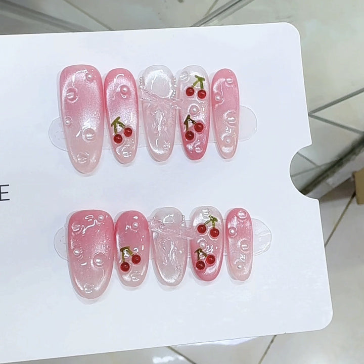 Cherry-Themed Decorative Press-On Nail Set Kalsten