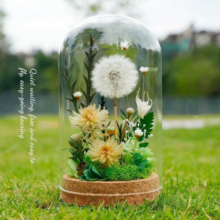 Decorative Glass Dome with Dandelion