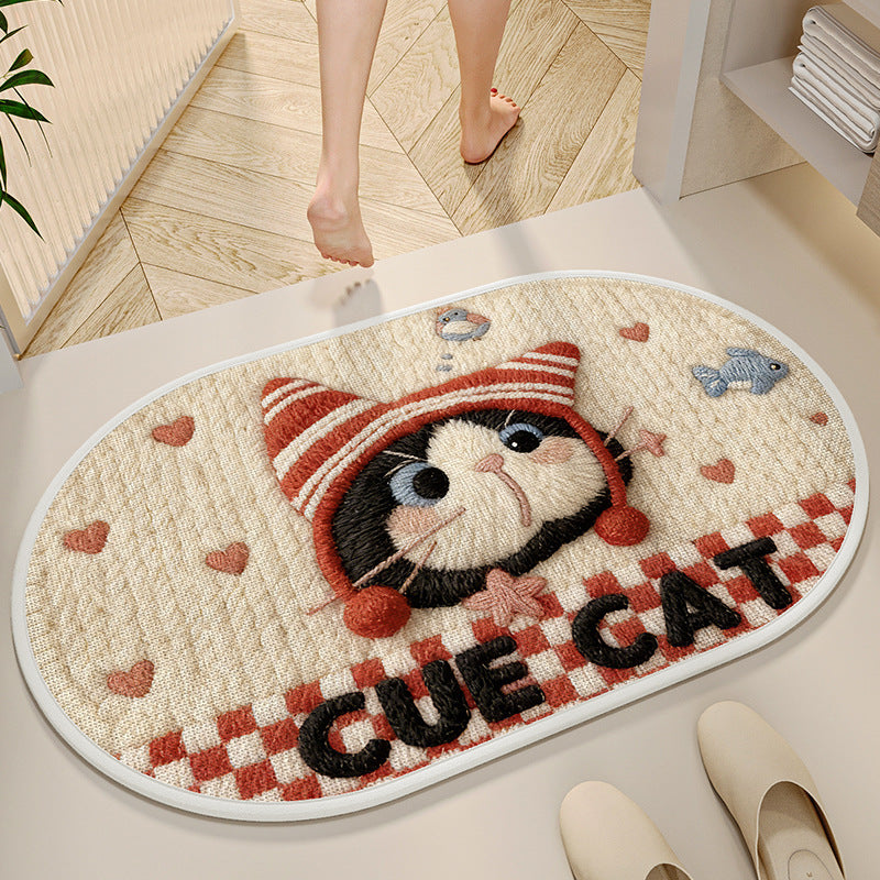 Decorative Cat-Themed Bath Mat Kalsten