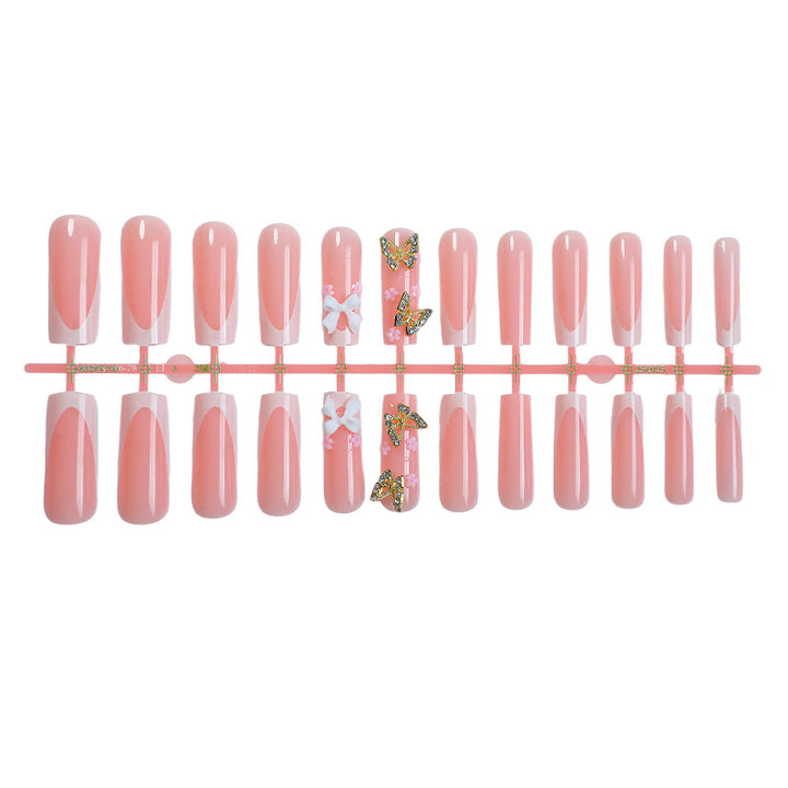 Decorative Press-On Nail Set with Floral and Butterfly Accents kalsten
