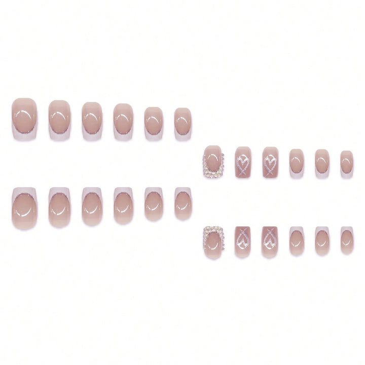 Decorative Rhinestone and Heart Design Press-On Nails Kalsten