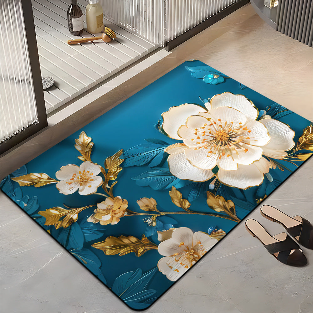 Floral-Themed Plush Bath Mat Kalsten