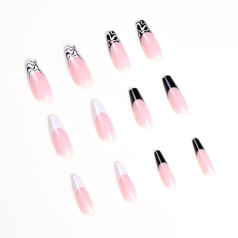 Artful Nail Extensions with Modern Monochrome Design Kalsten