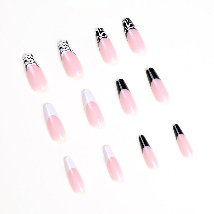 Artful Nail Extensions with Modern Monochrome Design Kalsten