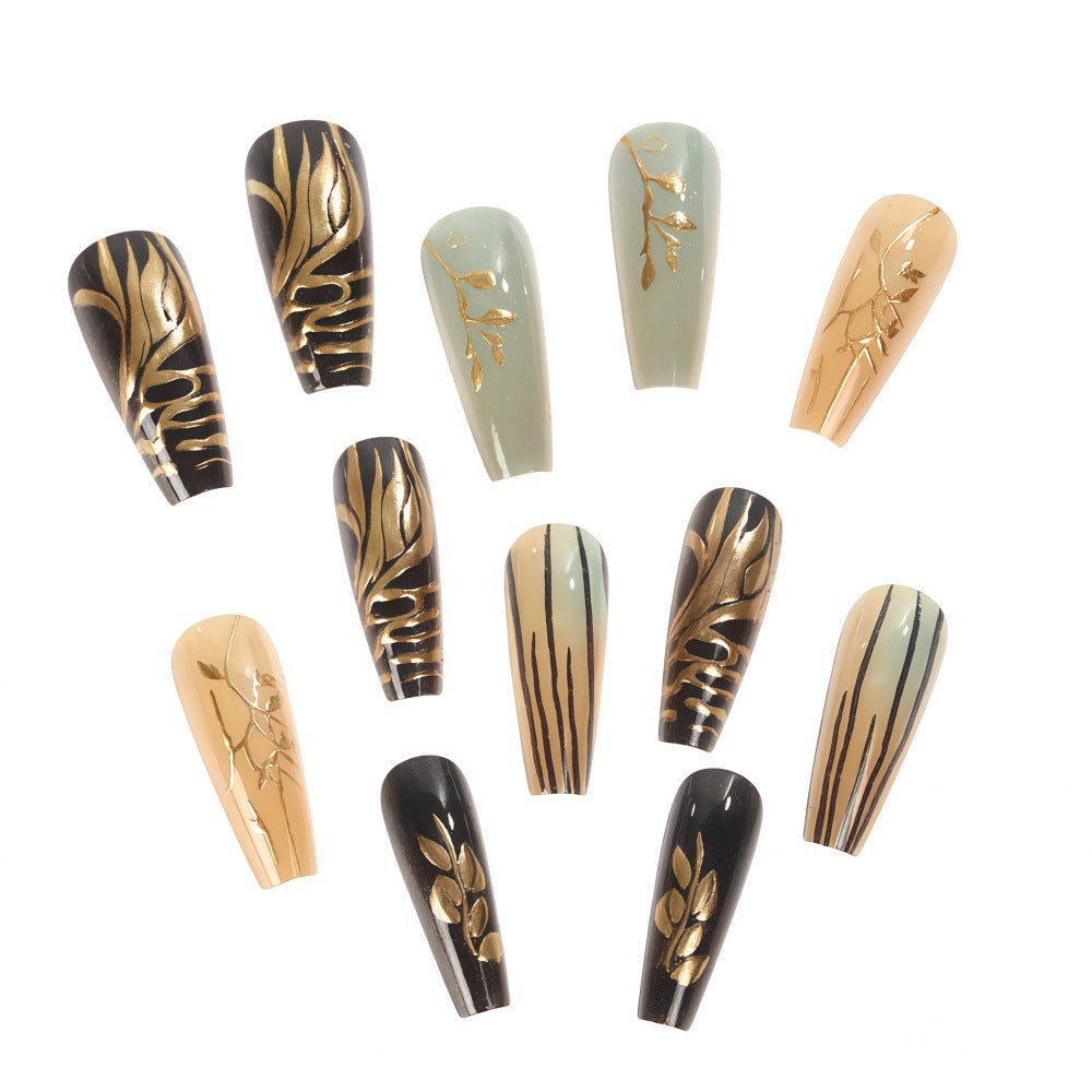 Creative artificial nails with elegant leaf design Kalsten