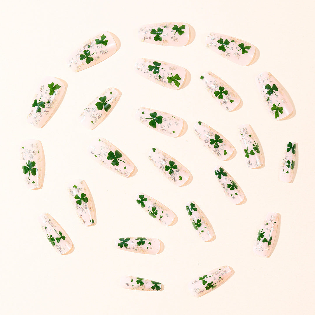 Floral Glitter Gel Nail Extensions Kalsten