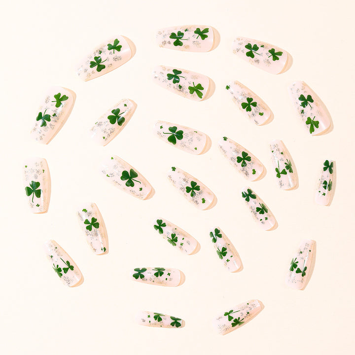 Floral Glitter Gel Nail Extensions Kalsten