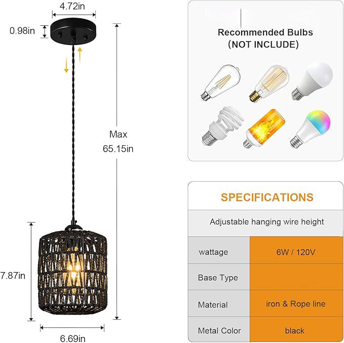 Woven Pendant Light Fixture
