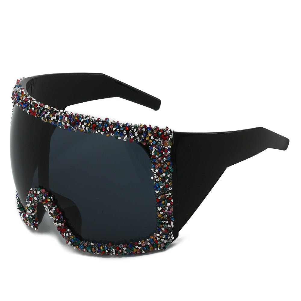 Women's Sporty Oversized Sunglasses with Rhinestone Embellishments Kalsten