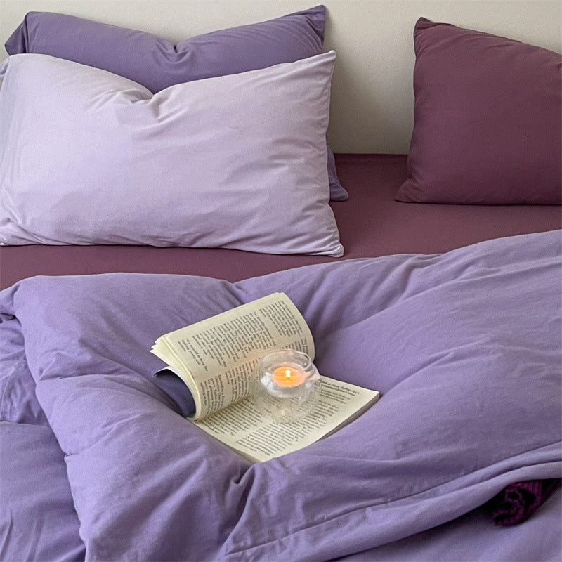 Skin-friendly cotton percale bedding set with fitted sheet and pillowcases