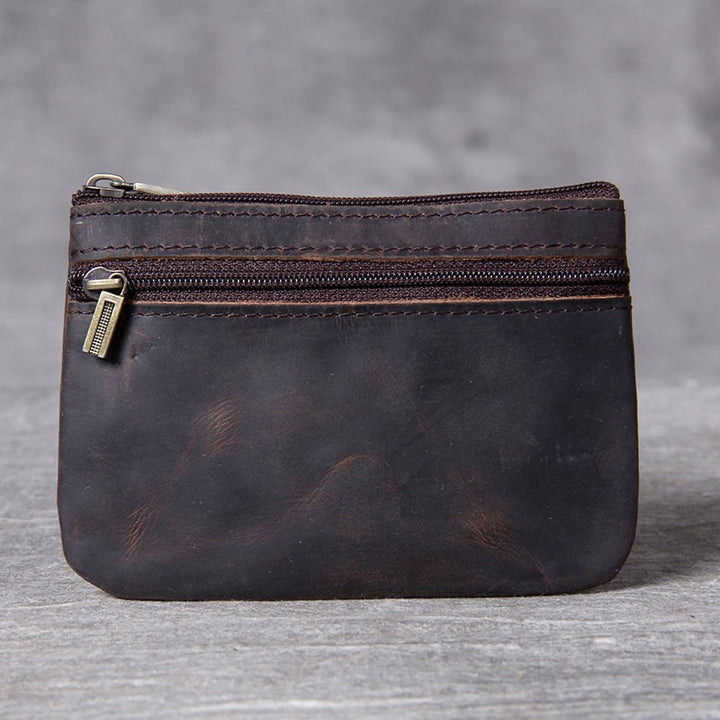 Compact Leather Zippered Coin Pouch Kalsten