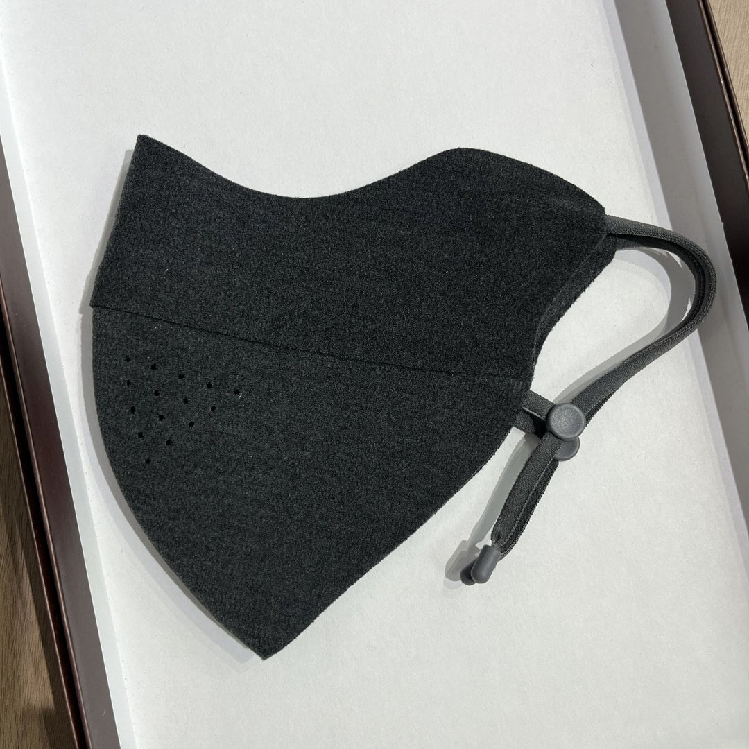 Contoured Reusable Breathable Fabric Face Mask with Adjustable Toggle Ear Loops and Micro Vent Perforations Kalsten