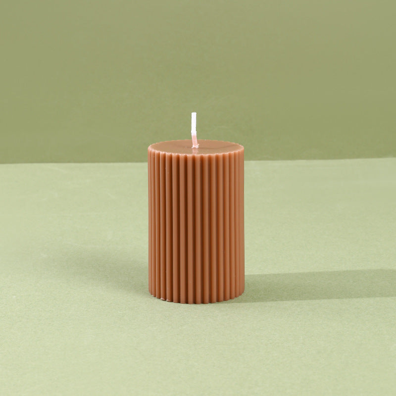 Decorative Tall Ribbed Column Candle for Home Ambience