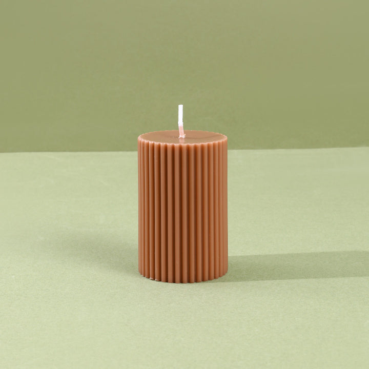 Decorative Tall Ribbed Column Candle for Home Ambience