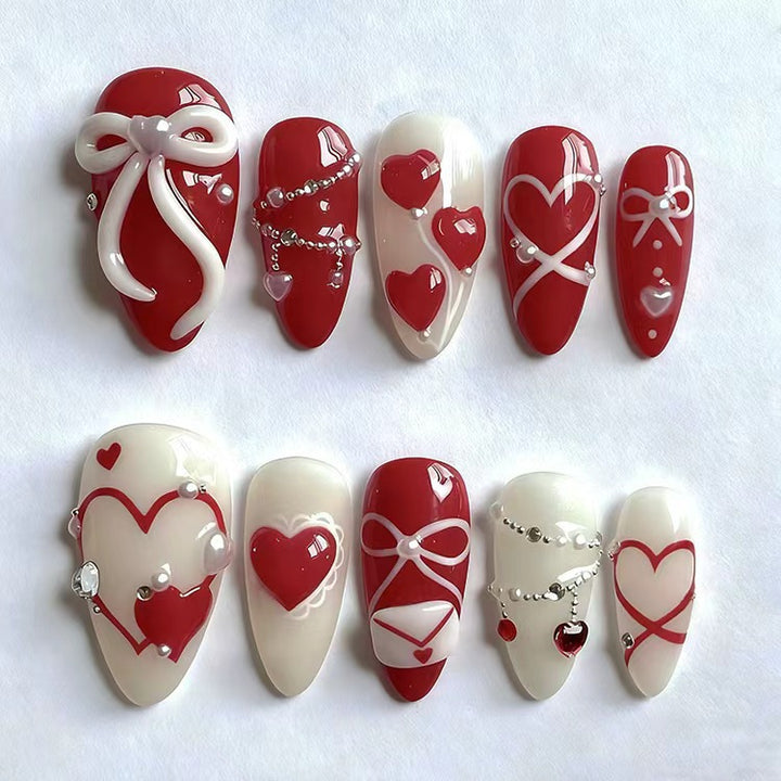 Nail design set with romantic heart motifs Kalsten