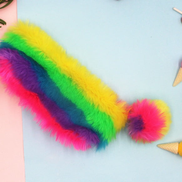 Furry Multicolored Plush Pencil Case Kalsten