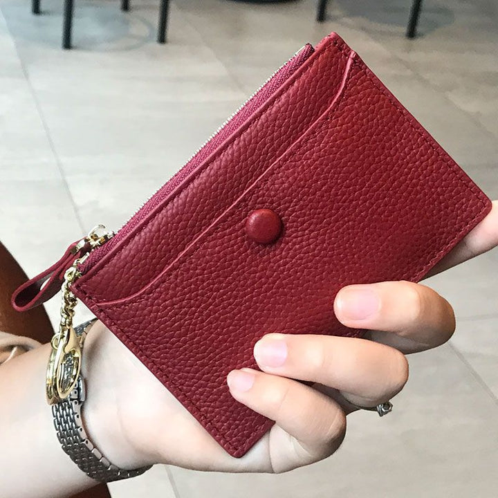Textured  Leather Zip Card Holder Kalsten