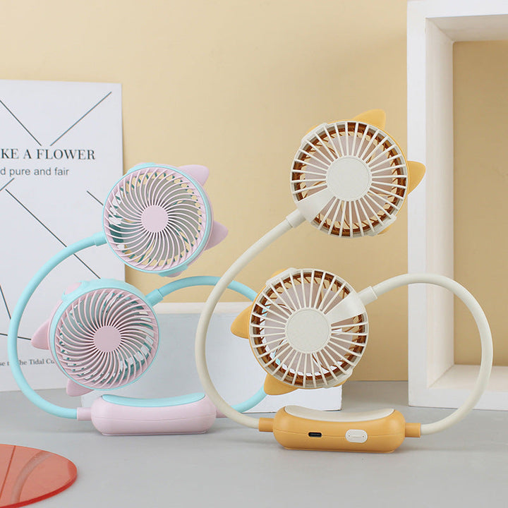 Ladies Portable Neck Fan with Dual Fan Kalsten