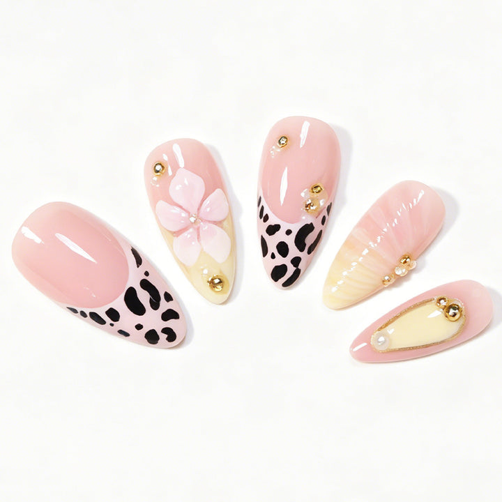 Decorative Stiletto Nail Art Tips with Floral Accents Kalsten