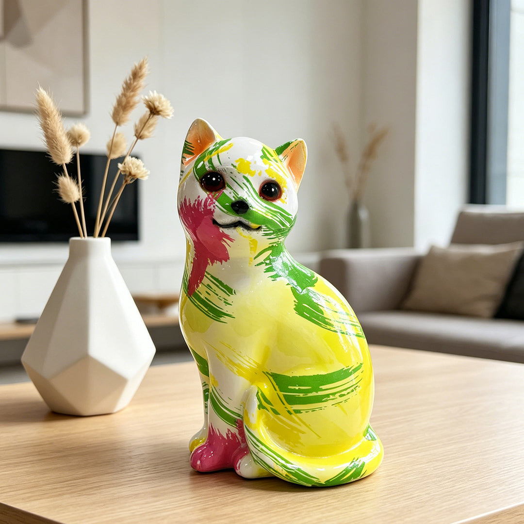 Artistic cat figurine in vibrant design Kalsten