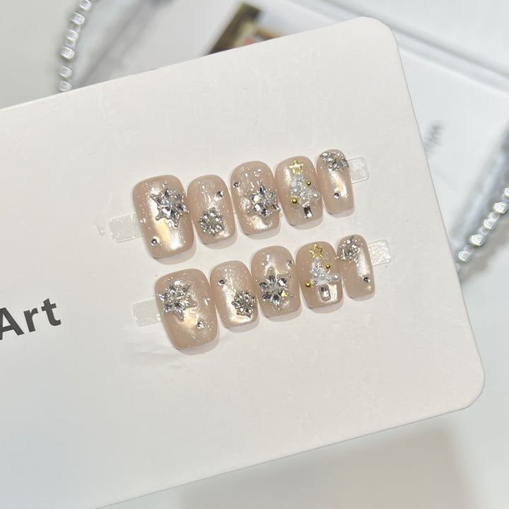 Elegant Press-On Nail Art Set with Sparkling Accents Kalsten