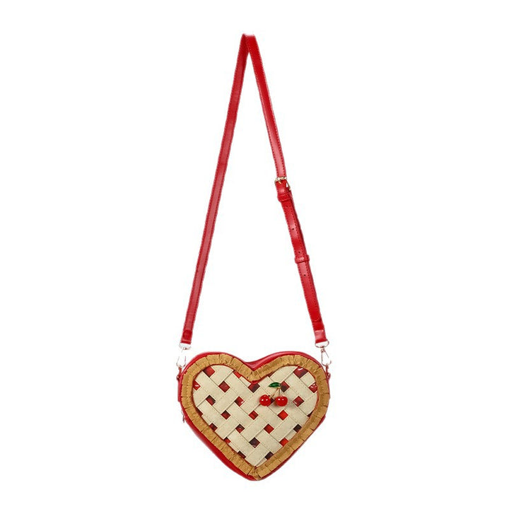 Heart-Shaped Woven Crossbody Bag