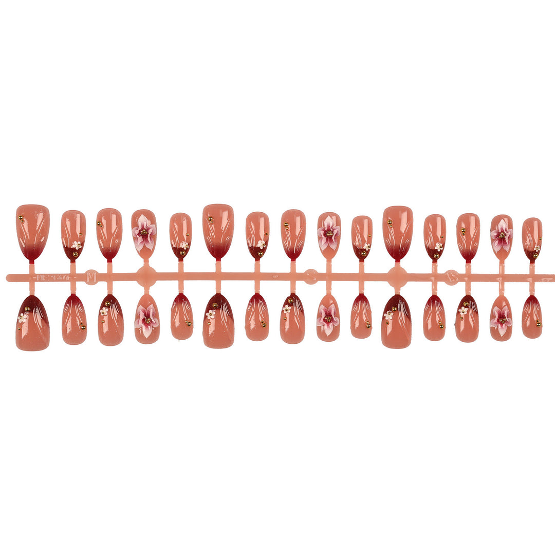 Creative Floral Embellished Press-On Nail Set