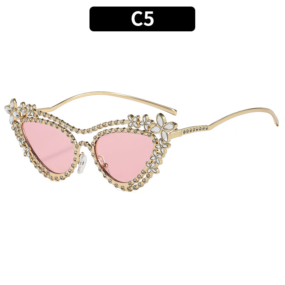 Floral-Embellished Cat-Eye Sunglasses