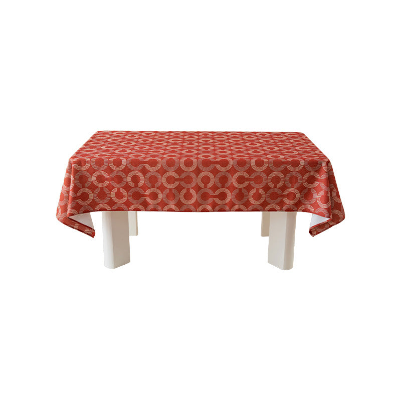 Rectangular tablecloth with retro geometric circle print made of easy-care cotton blend Kalsten