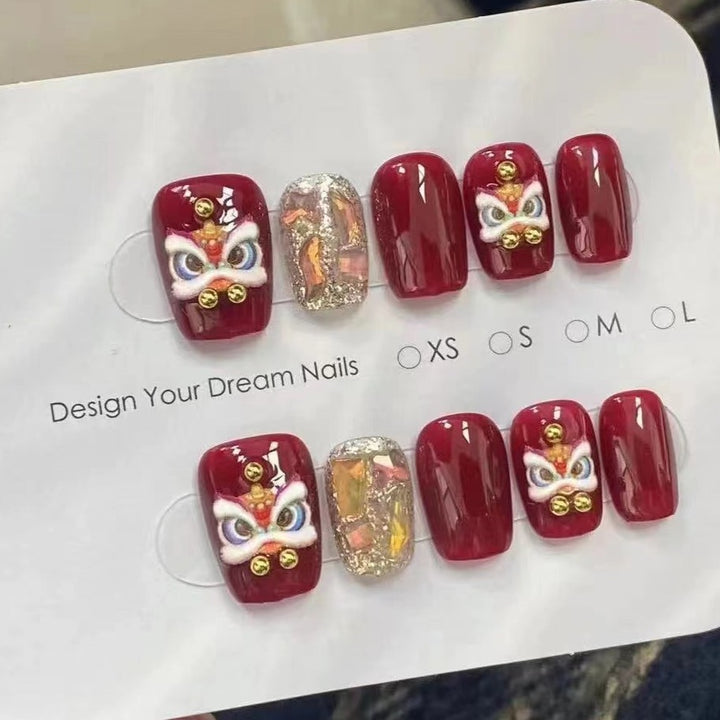 Decorative Press-On Nails with Gemstone and Glitter Accents Kalsten