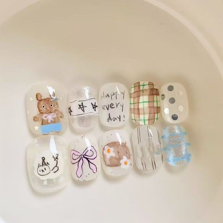 Cute Character Press-On Nail Art Set Kalsten