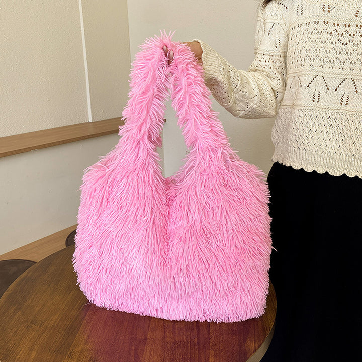 Plush Faux Fur Slouchy Tote Bag