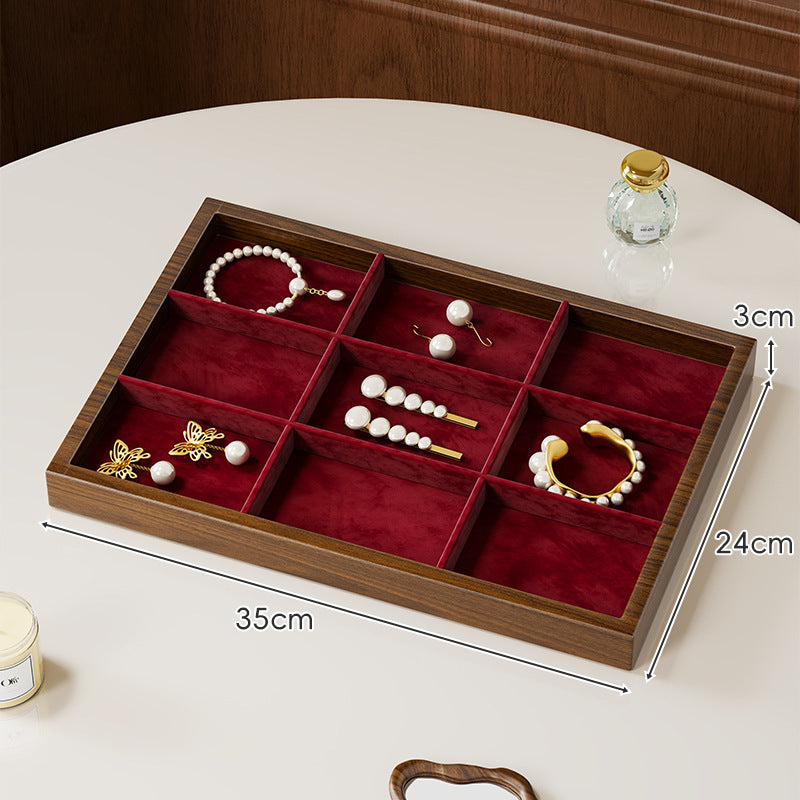 Twelve-Compartment Bamboo Jewelry Organizer Tray