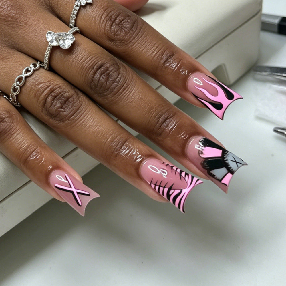Artistic Long Nail Design Tips with Unique Patterns Kalsten