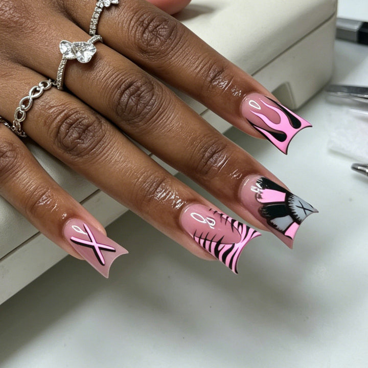Artistic Long Nail Design Tips with Unique Patterns Kalsten