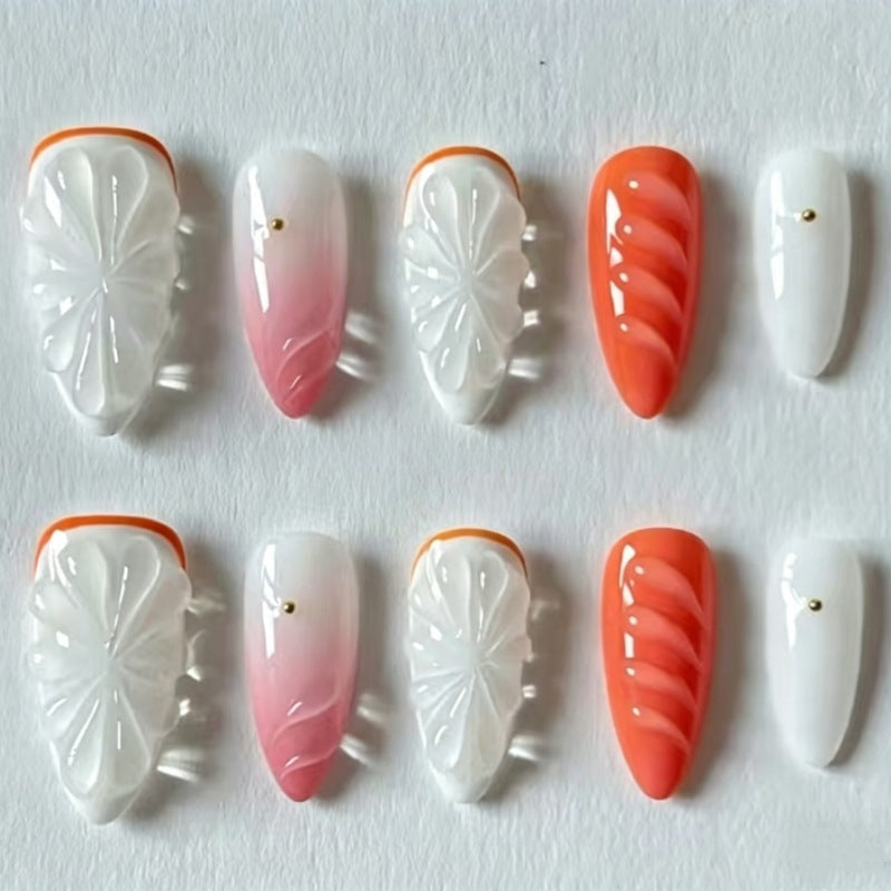 Handcrafted Floral Press-On Nail Set Kalsten